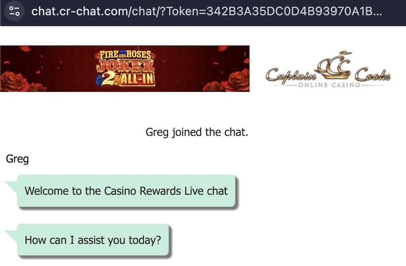 captain cooks live chat