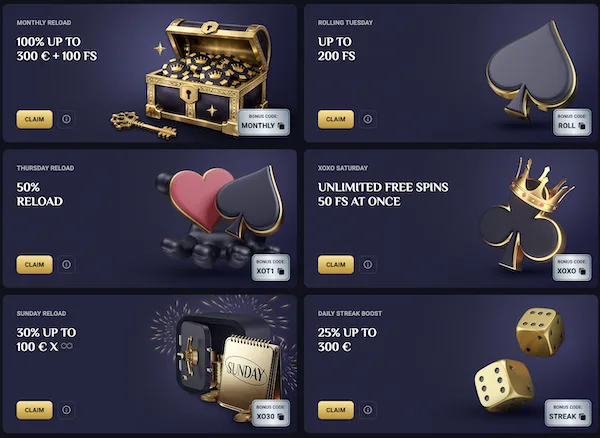 rollxo casino reload bonus