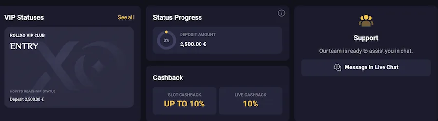 rollxo casino vip program